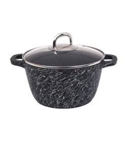 Кастрюля Kukmara (2,5л) кчс25а "Грация" (черный/серебро) стекл. крышка
