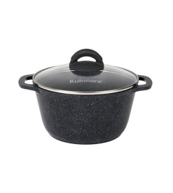 Кастрюля Kukmara (3,5л) кгч35а "Granit black" (стекл. крышка)