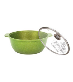 Кастрюля-жаровня Kukmara (4л) ж41tsl "Trendy style lime" (стекл. крышка)