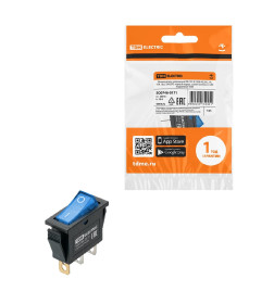 Выключатель клавишный IRS-101N 250В AC/DC, 1P, 15А, (3с), ON-OFF, черный корпус, синяя клавиша с LED подсветкой TDM SQ0746-0171