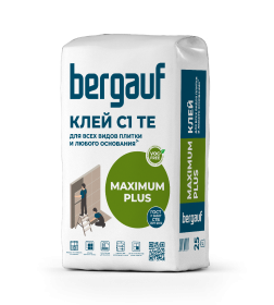 Клей для плитки эластичный Bergauf MAXIMUM PLUS. 25 кг. (все виды плитки и сложных оснований)