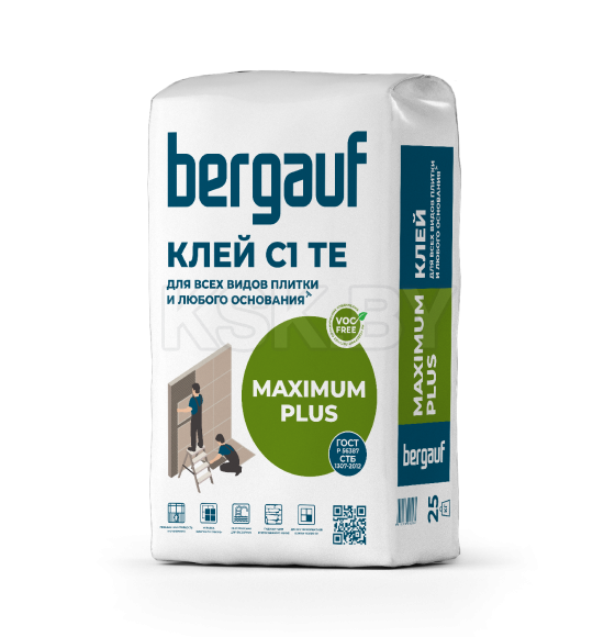 Клей для плитки эластичный Bergauf MAXIMUM PLUS. 25 кг. (все виды плитки и сложных оснований)