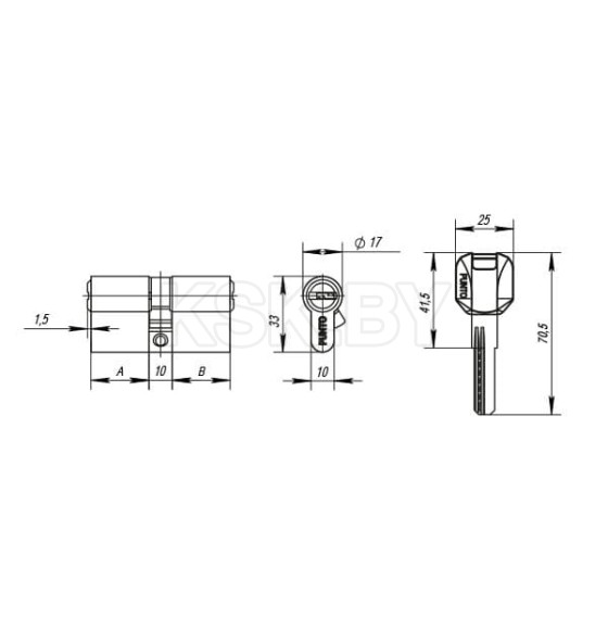 Цилиндровый механизм Punto MaxPro7000 60mm (25х10х25) SN никель (57591) 