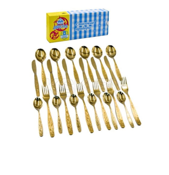 Набор столовых приборов Нытва (24пр.) "Уралочка" (М13) с полным декор. покрытием (карт. кор.) (87698) 