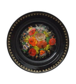 Блюдо СтальЭмаль "Жостово" (2,0л) 1с6с/БД чёрн.