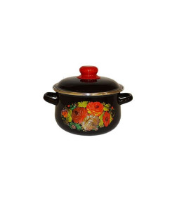 Кастрюля коническая СтальЭмаль "Жостово" (4,0л) 1с46я черный