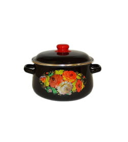 Кастрюля коническая СтальЭмаль "Жостово" (5,5л) 1с47я черный