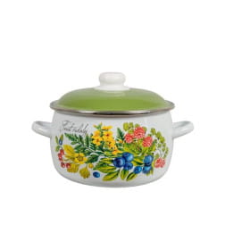 Кастрюля сферическая СтальЭмаль "Лесная мелодия" (4,0л) 6RC201M белоснежный