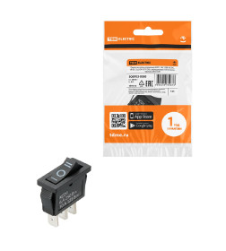 Переключатель клавишный KCD1-103 250В AC/DC, 1P, 6А, (3с), ON-OFF-ON, с нейтралью, черный, Mini TDM SQ0703-0050