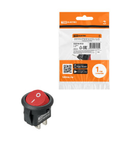 Выключатель клавишный KCD11-101 250В AC/DC, 1P, 3А, (2с), ON-OFF, черный корпус, красная клавиша, Micro TDM SQ0746-0122
