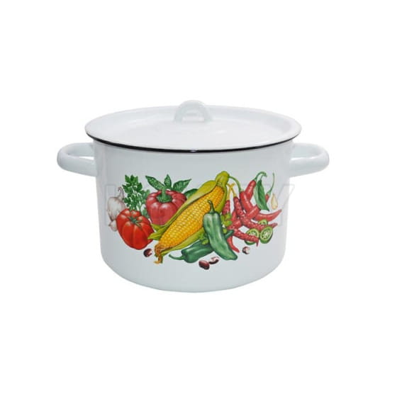 Кастрюля цилиндрическая СтальЭмаль "Кукуруза" (4,5л) 1с17с/1 белоснежный (00101287) 