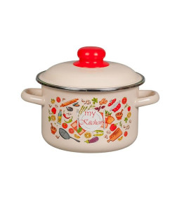 Кастрюля цилиндрическая СтальЭмаль "Моя кухня" (2,0л) 1RD161M слоновая кость