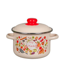 Кастрюля цилиндрическая СтальЭмаль "Моя кухня" (3,0л) 1RD181M слоновая кость