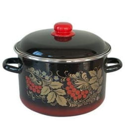 Кастрюля цилиндрическая СтальЭмаль "Рябина" (3,0л) 7RD181M черный