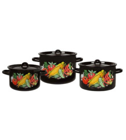 Набор кастрюль СтальЭмаль (3пр.) "Кукуруза" 1с33 №33 черный