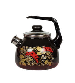 Чайник СтальЭмаль "Рябина" (3,0л) 4с209я черный со свистком