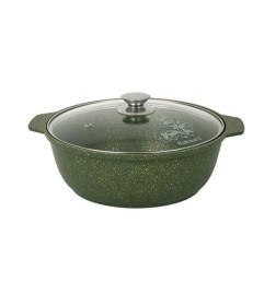 Кастрюля-жаровня Kukmara (3л) ж31tsml "Trendy style malachite" (стекл. крышка)