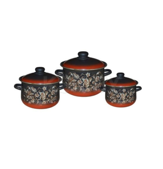 Набор кастрюль СтальЭмаль (3пр.) "Драгоценный" 1с408 №408 черный (41834) 