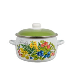 Кастрюля сферическая СтальЭмаль "Лесная мелодия" (5,5л) 6RC221M белоснежный