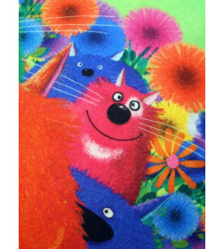 Подушка декоративная "Коты-цветы" 33x33 см (зеленый, синий) MATEX KOTOKLISM 52-210