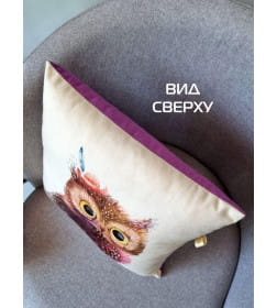 Подушка декоративная "Совушка" 33x33 см (белый, коричневый, светло-фиолетовый) MATEX FLUFFY 61-670