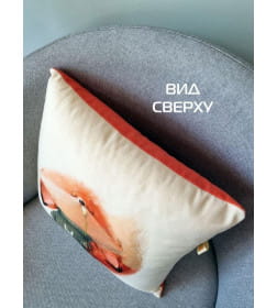Подушка декоративная "Рыжик с цветочком" 33x33 см (белый, зеленый, лососевый) MATEX FLUFFY 61-694