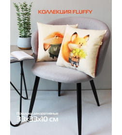 Подушка декоративная "Рыжик букет" 33x33 см (белый, желтый, лососевый) MATEX FLUFFY 61-625