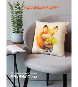 Подушка декоративная "Рыжик букет" 33x33 см (белый, желтый, лососевый) MATEX FLUFFY 61-625