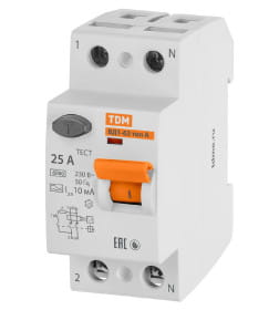 Устройство защитного отключения УЗО ВД1-63 2Р 25А 10мА тип А TDM SQ0203-0075