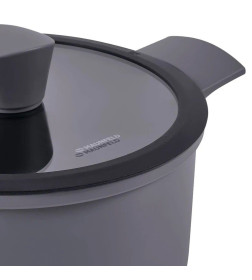 Кастрюля из кованого алюминия со стеклянной крышкой 24 см 4.6 л MAUNFELD ASTRID MF24ASTR1CR