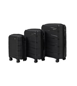 Комплект чемоданов Pride PP201 Black Черный, 3 шт (S,M,L), шт, Полипропилен, 4 колеса съемные, С расширением