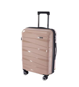 Чемодан на колёсах Pride PP201 Капучино,M (средний),63х39х26(+5) см, 64 л.Полипропилен, 4 колеса съемные, С расширением