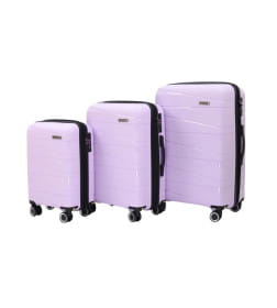 Комплект чемоданов Pride PP201 Purple Сиреневый, 3 шт (S,M,L), шт, Полипропилен, 4 колеса съемные, С расширением
