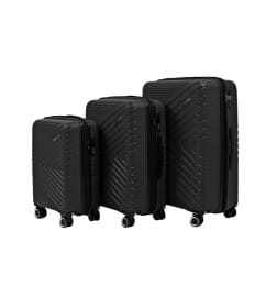 Комплект чемоданов Pride PP202 Black Черный, 3 шт (S,M,L), шт, Полипропилен, 4 колеса съемные, С расширением