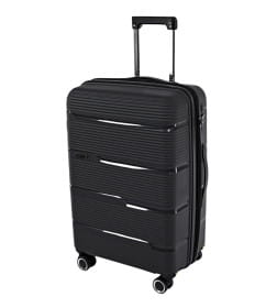 Чемодан на колёсах Pride PP203 Черный,L (большой),77х47х32(+5) см, 116 л.Полипропилен, 4 колеса съемные, С расширением