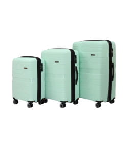 Комплект чемоданов Pride PP204 Light green Мятный, 3 шт (S+,M+,ХL), шт, Полипропилен, 4 колеса съемные, С расширением