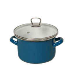 Кастрюля эмалированная "Морская волна" 4,0 л (форма сфера) Сантэкс 1-2440111(Бл)"Морс.волна"