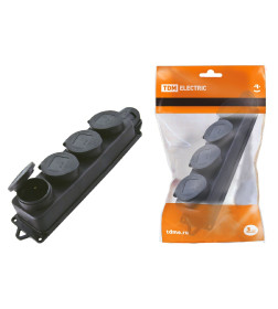 Розетка четырехместная с заглушками каучук 2Р+РЕ 16А 250В IP44 TDM SQ0612-0011