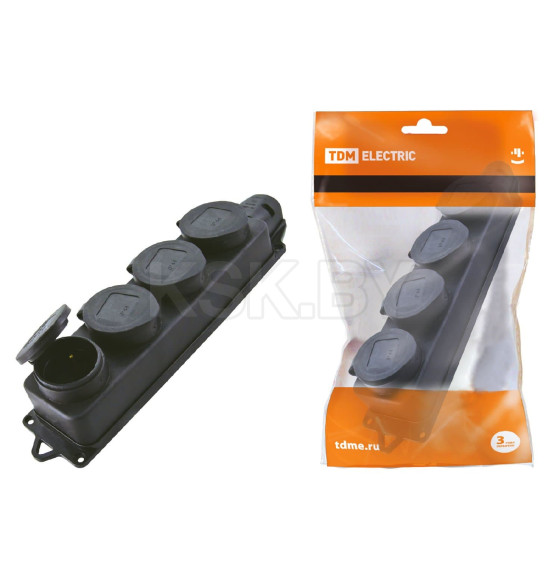 Розетка четырехместная с заглушками каучук 2Р+РЕ 16А 250В IP44 TDM SQ0612-0011 (SQ0612-0011) 
