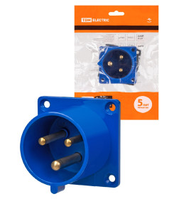 Вилка 623 скрытая 2Р+РЕ 32А 220В IP44 TDM SQ0607-0004