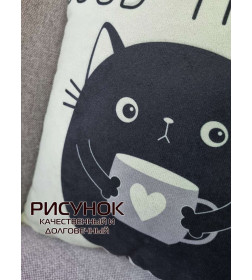 Подушка декоративная 35x35 см (серо-зеленый, черничный) MATEX MEOW 24-835