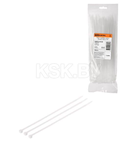 Хомут нейлоновый 7,6х350 мм белый (упак. 100 шт.) TDM SQ0515-0135 (SQ0515-0135) 