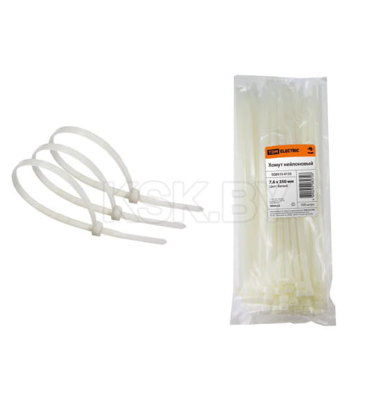 Хомут нейлоновый 7,6х350 мм белый (упак. 100 шт.) TDM SQ0515-0135 (SQ0515-0135) 