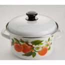 Кастрюля эмалированная 3 л цилиндрическая (белая с декором) 42304-122/6-У4СД (42304-122/6-У4СД) 