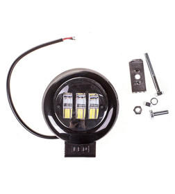 Фара светодиодная OFF ROAD 116х116(137)х60 мм круглая 12V/24V 30W 6000K (3 диода, дальний свет) SKYWAY S08401038