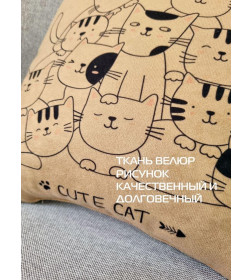 Подушка декоративная "Cute Cat" 35x35 см (кофейный, черный, темно-розовый) MATEX MEOW 62-721