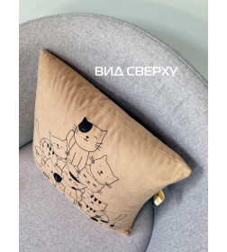 Подушка декоративная "Cute Cat" 35x35 см (кофейный, черный, темно-розовый) MATEX MEOW 62-721