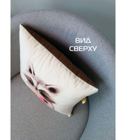 Подушка декоративная "Енотик и кофеек" 33x33 см (молочный, розовый, коричневый) MATEX FLUFFY 62-349