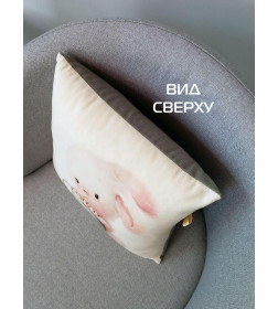 Подушка декоративная "Зайка и кофеек" 33x33 см (молочный, светло-серый) MATEX FLUFFY 62-363