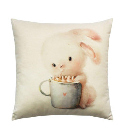 Подушка декоративная "Зайка и кофеек" 33x33 см (молочный, светло-серый) MATEX FLUFFY 62-363